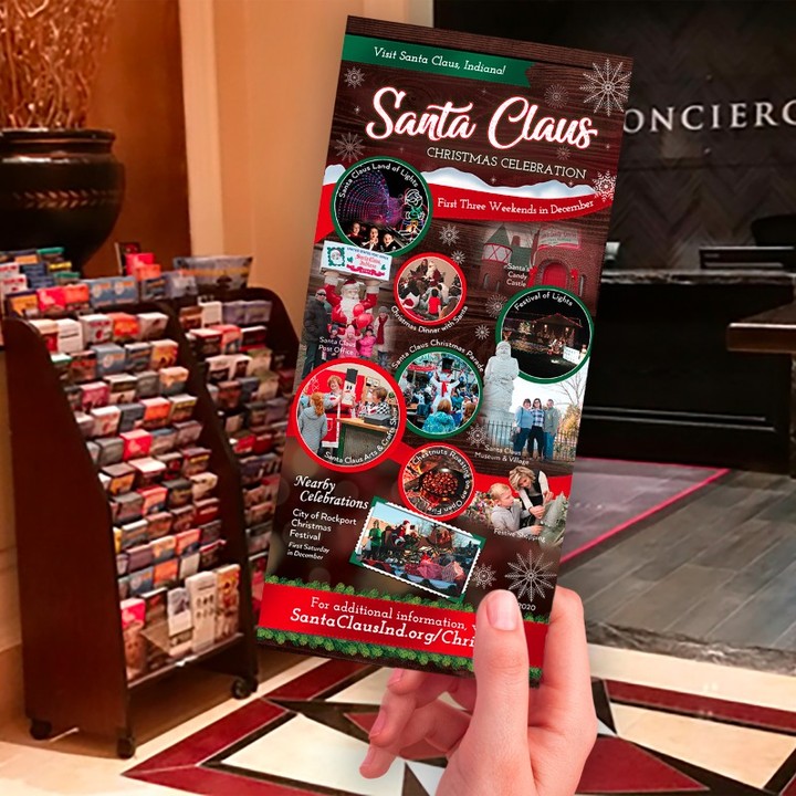 Rack cards are perfect for targeting the traveler and the tourist industry.  Anywhere and everywhere the traveling public is likely to visit is a potential distribution point for your rack cards. #rackcard #promotionalproduct #Christmas #santa #Holidays #promotion