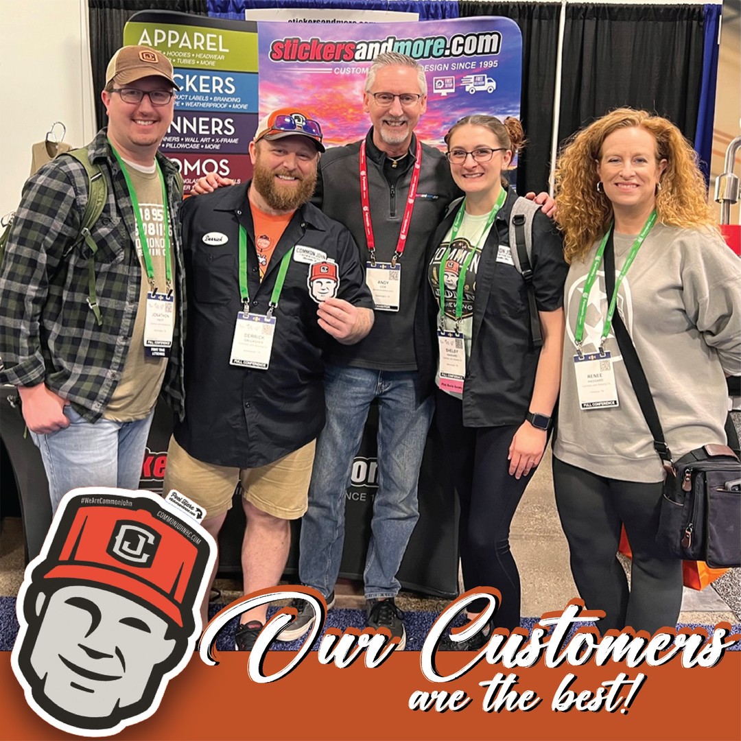 We really have the best customers. This awesome group from Common John Brewing Company in Manchester, TN, stopped by the stickersandmore booth at the International Craft Brewers Conference in Minneapolis. We are so happy to see all of their smiling faces. Brewers Association  #CraftBrewCon #CraftBrewersCon #craftbrewersconference #brewery #breweryevents #bestcustomersever