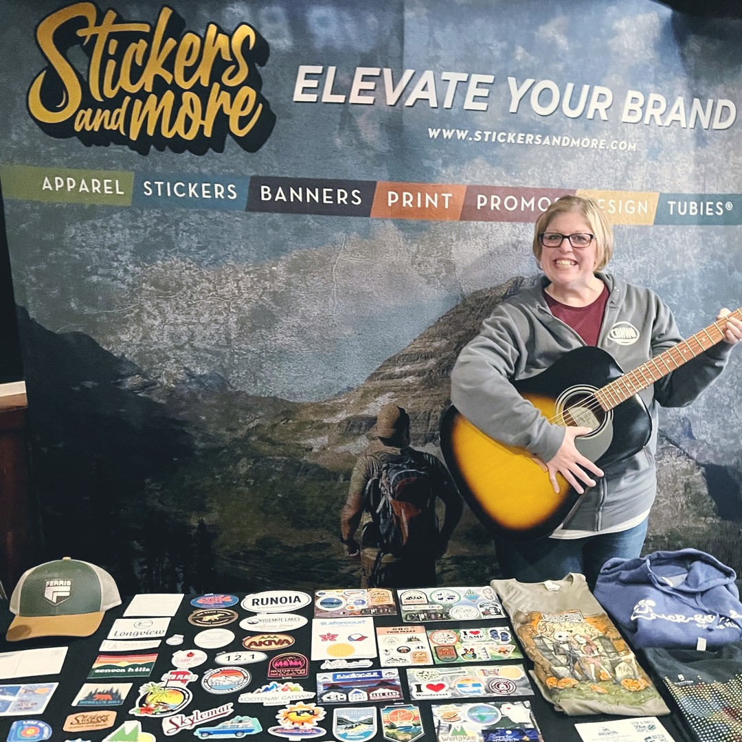 Congrats to Raina from Camp Beausite Northwest in Chimacum, Washington on winning the guitar at the ACA Evergreen Cascadia Conference. We love seeing smiling faces at our booth. Check out our website and see how we can help you elevate your brand. 
https://stickersandmore.com/
@campbeausitenw @acacamps @AcaCamp #aca #acacamps  #camplife #guitar #winner #funlife