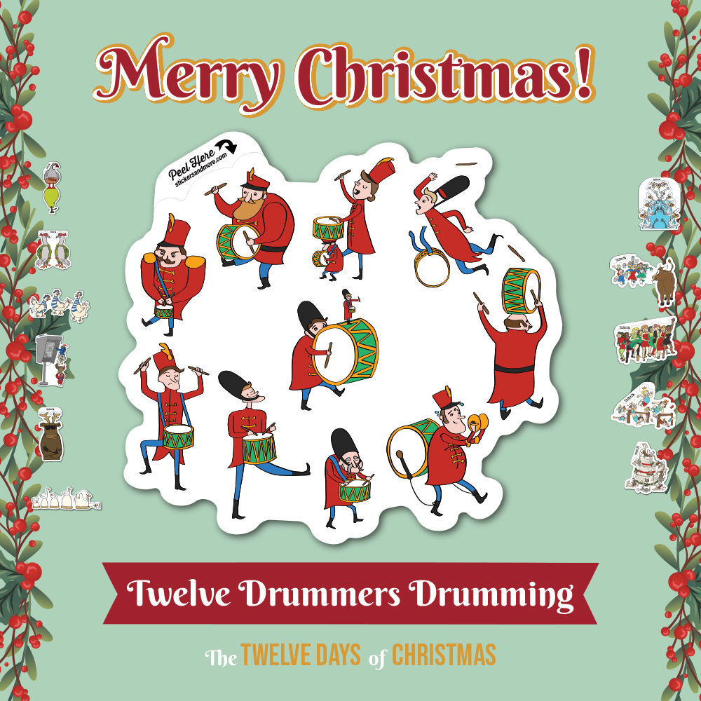 On the Twelfth Day of Christmas my Stickers and More gave to me a "Twelve Drummers Drumming". Merry Christmas we hope you have a great holiday. #christmas #countdown #Drumersdrumming #thefirstday #christmastime #xmastime #happychristmas #sticker #Christmas2023