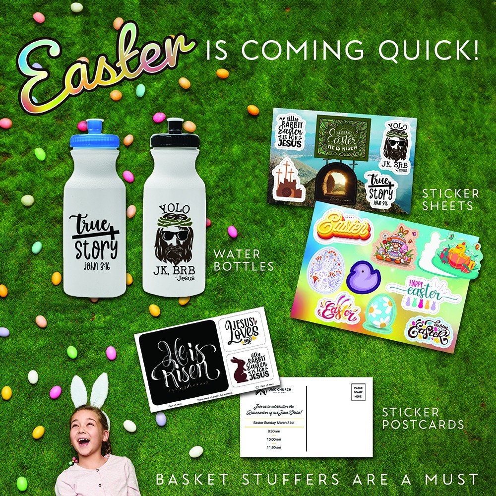 Easter is March 31st this year! "Hop" on over to our website for stickers, water bottles, bracelets and much more to put in those baskets! 🐰 🐣

#StickersAndMore
#ElevateYourBrand