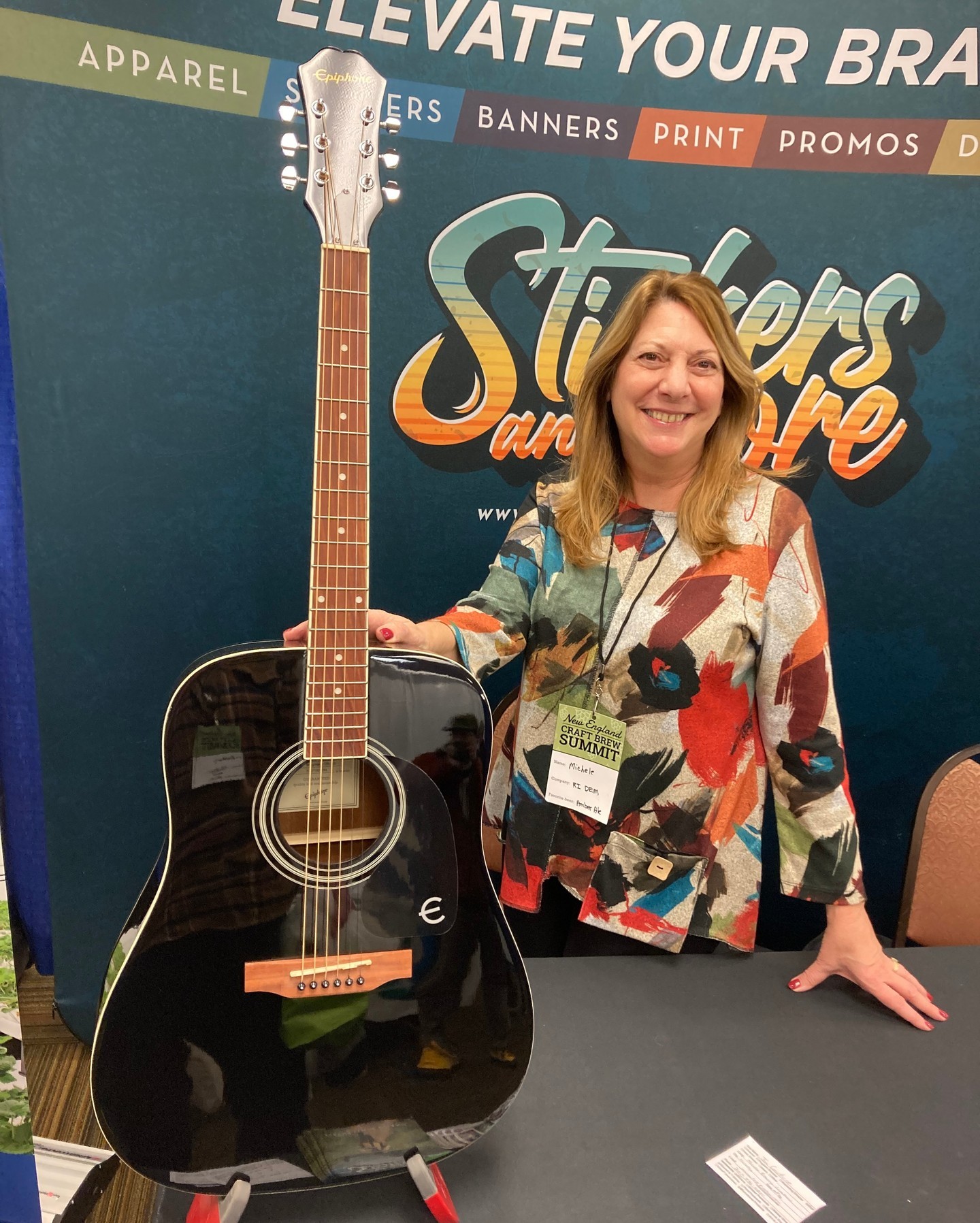 Stickers and More is known for high quality lasting products and.... giving away guitars!

Stop by our booth at any conference to enter your name into the drawing for a free guitar!
New England Brew Summit winner was Michele ⭐

#StickersAndMore
#ElevateYourBrand