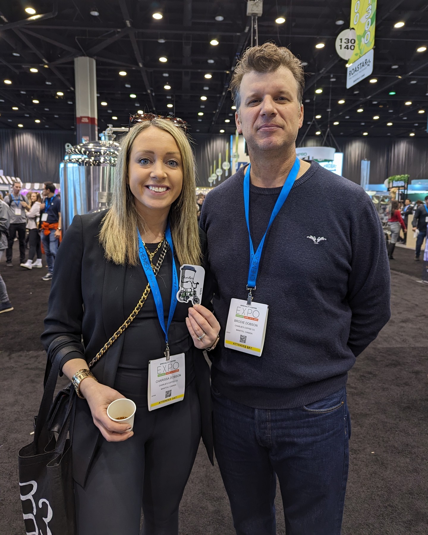 Meeting new faces and spreading our brand at the conference was a highlight! 🤝 Seeing attendees proudly holding our stickers was a fantastic moment. 

Thanks to everyone who stopped by! 
📸 : Charissa and Brodie from Charlie's Coffee Company 
#StickersAndMore
#ElevateYourBrand